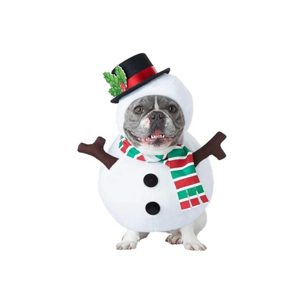 Dog Snowman Costume Large with Adjustable Hood and Scarf