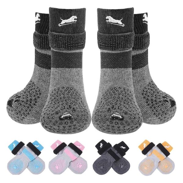 Dog Socks with Adjustable Straps and Non-Slip Grips for Indoor Flooring