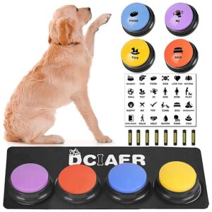 Dog Sound Buttons with 4 Recordable Buttons and 24 Scene Patterns for Pet Learning