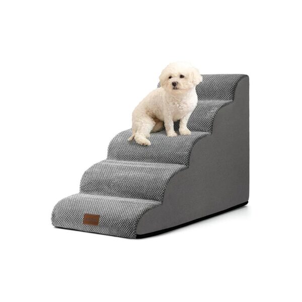 Dog Stairs for Small Dogs and Cats, Pet Stairs for High Beds and Sofas with Five Steps