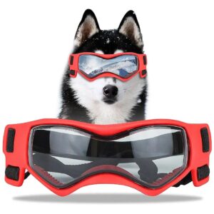 Dog Sunglasses Goggles for UV Protection Wind Dust Snowproof Small Medium Breed Red