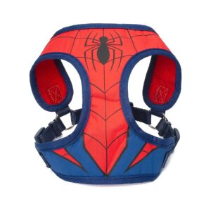 Dog Superhero Costume for Large Dogs with Spiderman Pattern and No Pull Harness