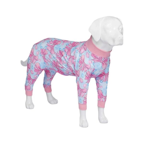 Dog Surgery Recovery Shirt with Anti-Licking Properties and Soft Pink Bow