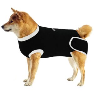 Dog Surgical Suit with Soft Brim for After Surgery Recovery and Comfort Black XL