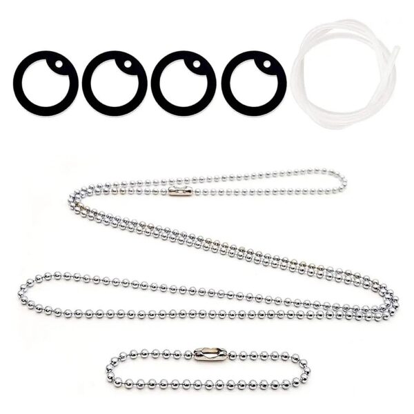 Dog Tag Tune-up Repair Kit with 4 Stainless Steel Labels and Adjustable Chains and Tube