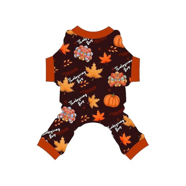 Dog Thanksgiving Outfit with Turkey and Pumpkin Pattern for Small Medium Dogs Boy Girl