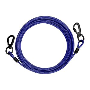 Dog Tie Out Cable for Large Breed Dogs with 20FT Long Blue Aluminum Construction