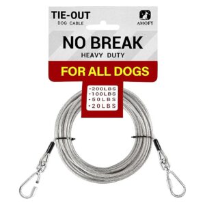 Dog Tie Out Cable with 10ft Length and Adjustable Options for All Sizes of Dogs