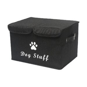 Dog Toy Organizer Box with Lid - Pet Storage Container for Bulky Items and Small Toys