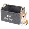 Dog Toy Storage Basket with Wooden Handle and Ample Space for Storage