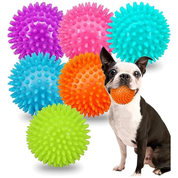 Dog Toys Ball Spike for Small Medium Dogs 6 Pack Training Teeth Cleaning