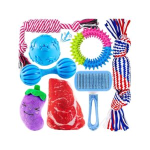 Dog Toys Bundle for Small Dogs, Puppy Teething Toys with Squeaky Ball and Stuffed Plush