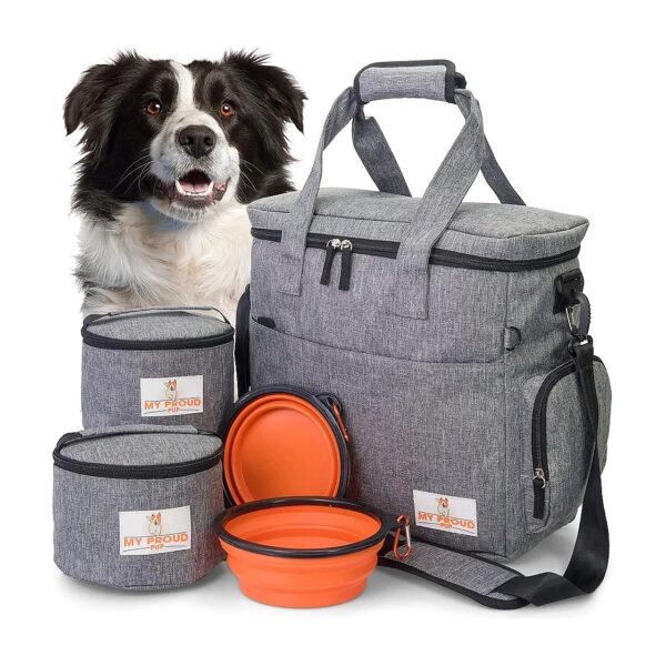 Dog Travel Accessories Kit with Waterproof Tote Bag and Organized Storage Compartments