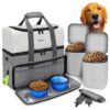 Dog Travel Kit with Large Food Containers and Collapsible Dog Bowls for Long Trips