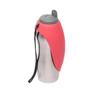 Dog Travel Water Bottle with Silicone Bowl and Carry Strap for Outdoor Adventures