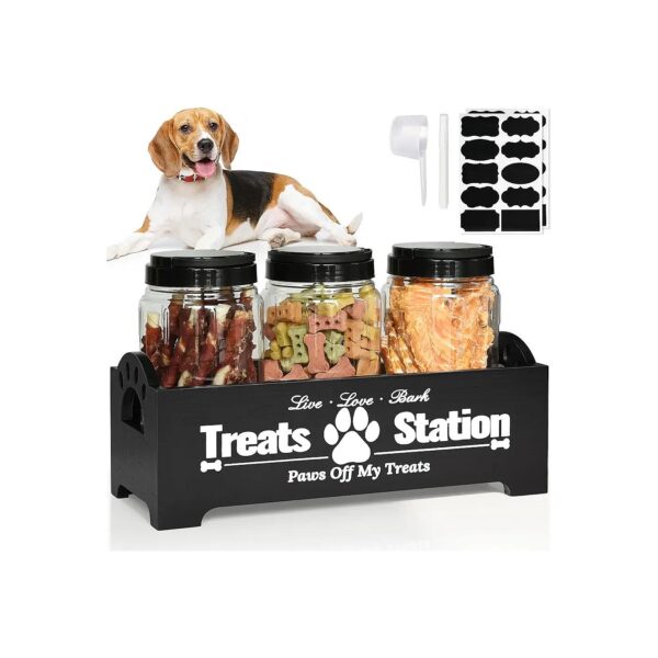 Dog Treat Container with 3 Jars for Storage and Organization