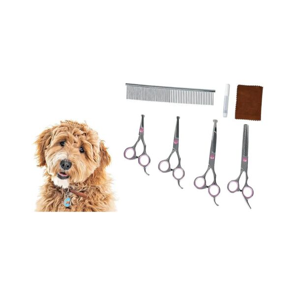 Dog Trimming and Shaping Scissors Kit with Four Scissors and One Comb for Pet Grooming