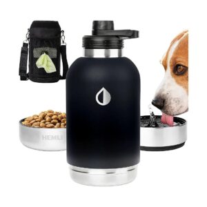 Dog Walking Accessory Kit with Insulated Water Bottle, Food Bowl, and Carrying Case