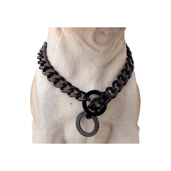 Dog Walking Collar 15mm Stainless Steel Black Cuban Link Chain for Small Medium Dogs