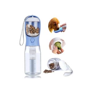 Dog Water Bottle with Integrated Food Container for Easy Travel and Camping