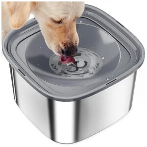 Dog Water Bowl No Spill with Slow Drinking Feeder for Large Capacity in Grey