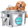 Dog Water Fountain for Large Breeds with 8Gal Capacity - Stainless Steel Metal Bowl