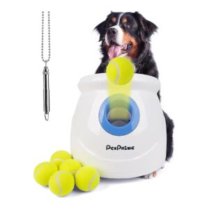 Dog Whistle and 6 PC 5 Tennis Balls Included in Automatic Ball Launcher