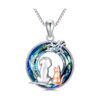 Dog and Cat Blue Crystal Pendant 925 Sterling Silver Jewelry Gift for Women Girls