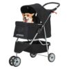 Dog and Cat Stroller with Comfortable Storage Basket and Cup Holder