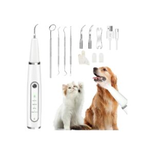 Dog and Cat Teeth Cleaning Kit with Ultrasonic Tooth Cleaner, Cleaning Heads, and Wrench