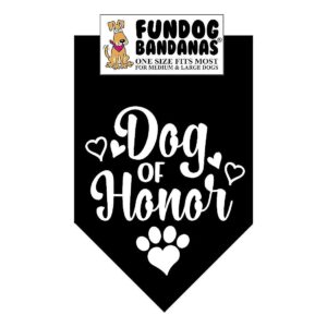 Dog of Honor Black Bandana for Weddings Medium to Large Dogs One Size