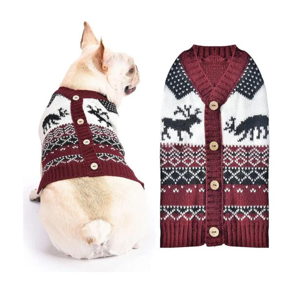 Doggy Soft Warm Clothing Reindeer Xmas Sweater for Small Medium Large Dogs Cats