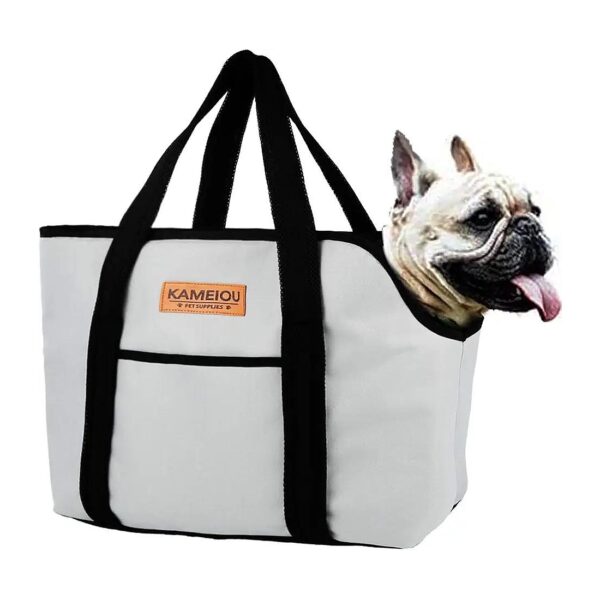 Doggy Travel Bag with Adjustable Shoulder Straps and Safety Tether for Medium Size Dogs