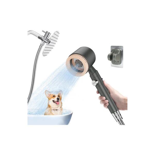 Dogs Shower Head Attachment with Grooming Brush for Easy Cleaning