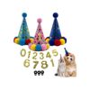 Dogs, and Small Animals - 3/5Pcs Leather Party Hats with Paillette and Pompoms