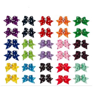 Dot Hair Bows with Rubber Bands for Small Medium Dogs Puppies Cat Grooming Accessories