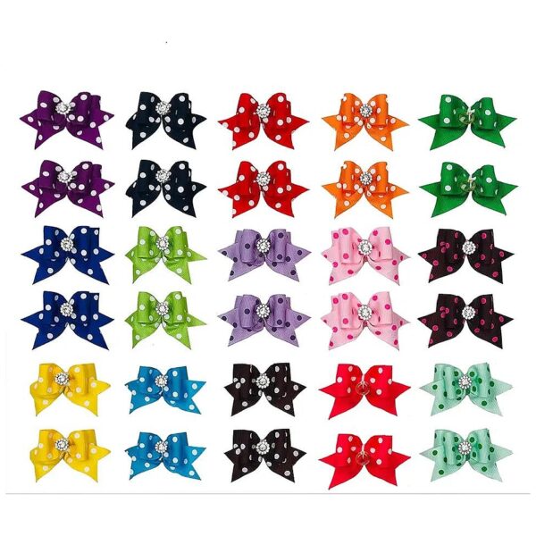 Dot Hair Bows with Rubber Bands for Small Medium Dogs Puppies Cat Grooming Accessories