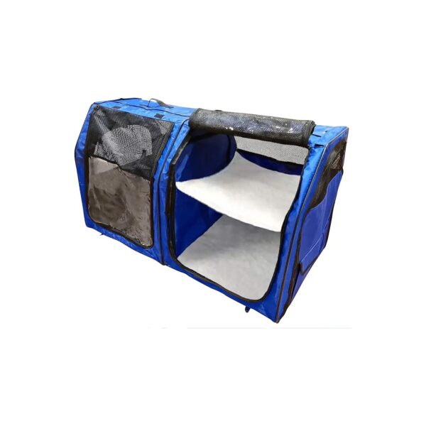 Double Crate Pet House with Soft Pads and Easy Fold Storage Design