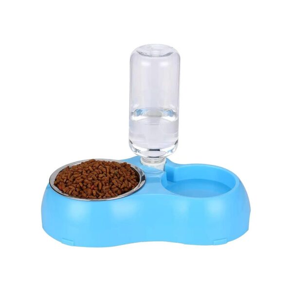 Double Dog Cat Bowls Pet Food Water Feeder with Automatic Water Bottle