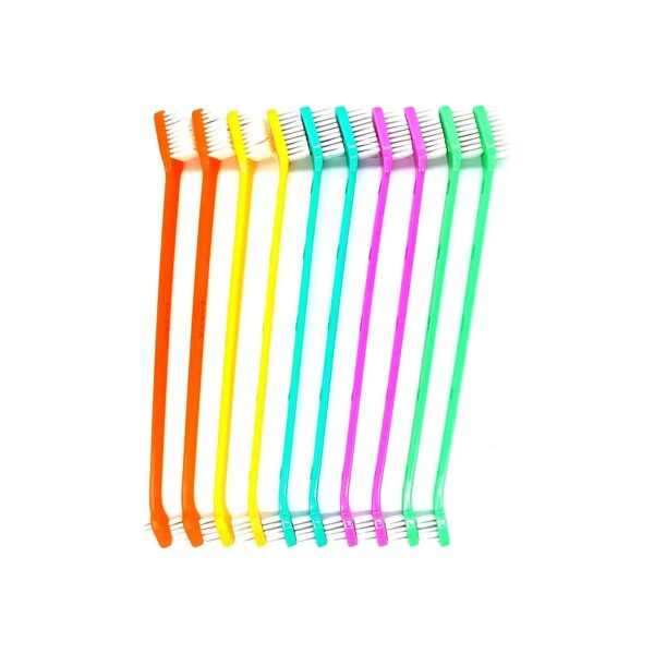 Double Headed Pet Toothbrush for Small Dogs and Cats with Long Handle and Soft Bristles