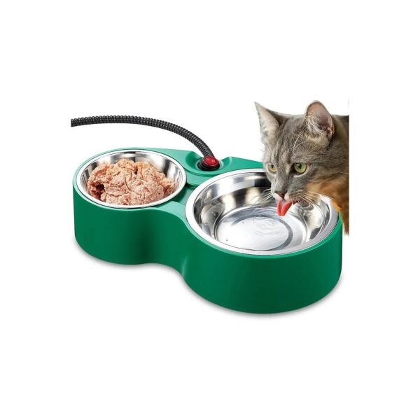 Double Heated Pet Bowl for Feral Cat Feeding Station Provide Non Freezing Water in Winter