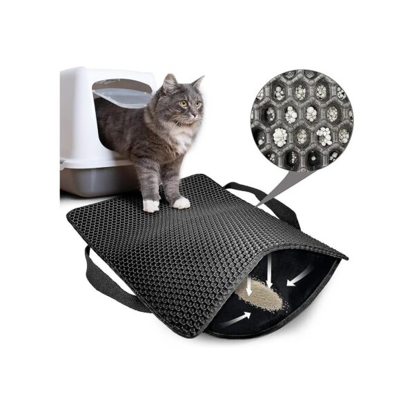 Double Layer Cat Litter Mat with Honeycomb Holes for Efficient Litter Removal