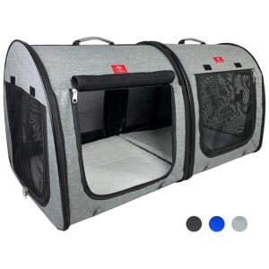 Double Pet Kennel Shelter Fabric Black Royal Blue 20x20x39 Pet Travel Carrier