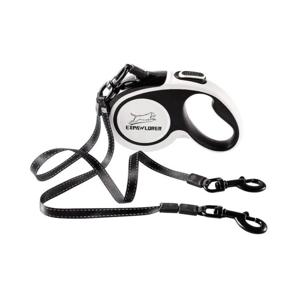 Double Retractable Leash for Two Dogs with 360 Degree Rotation and Metal Locks