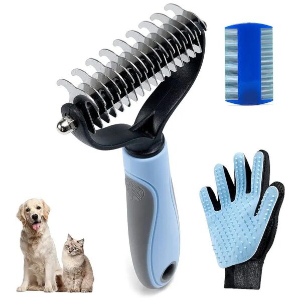 Double Sided Blade for Deshedding and Dematting Longhaired Dogs and Cats