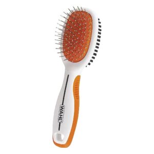 Double Sided Brush for Pet Grooming with Soft Bristles and Stainless Steel Pins