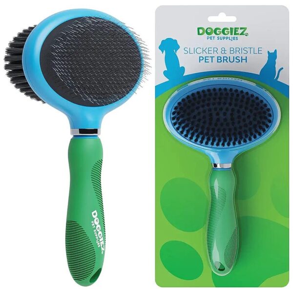 Double Sided Dog Brush and Cat Brush for Undercoat Deshedding and Top Coat Smoothing