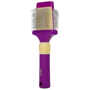 Double Sided Dog Slicker Brush for Medium Coated Dogs with Longer Pins and Flexible Head