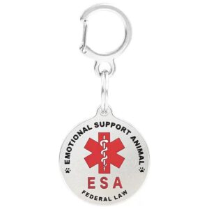 Double Sided ESA Dog Tag with Stone Polishing Finish and Red Medical Alert Symbol