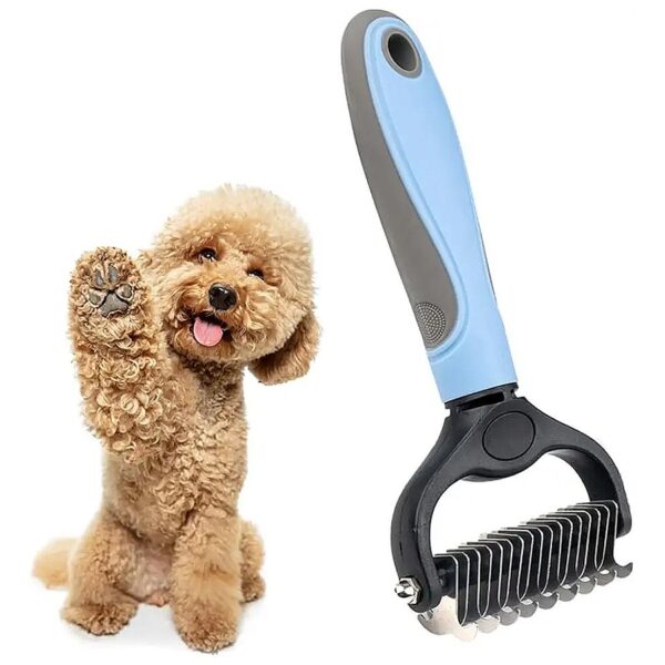 Double-Sided Undercoat Grooming Rake for Long-Haired Dogs and Cats